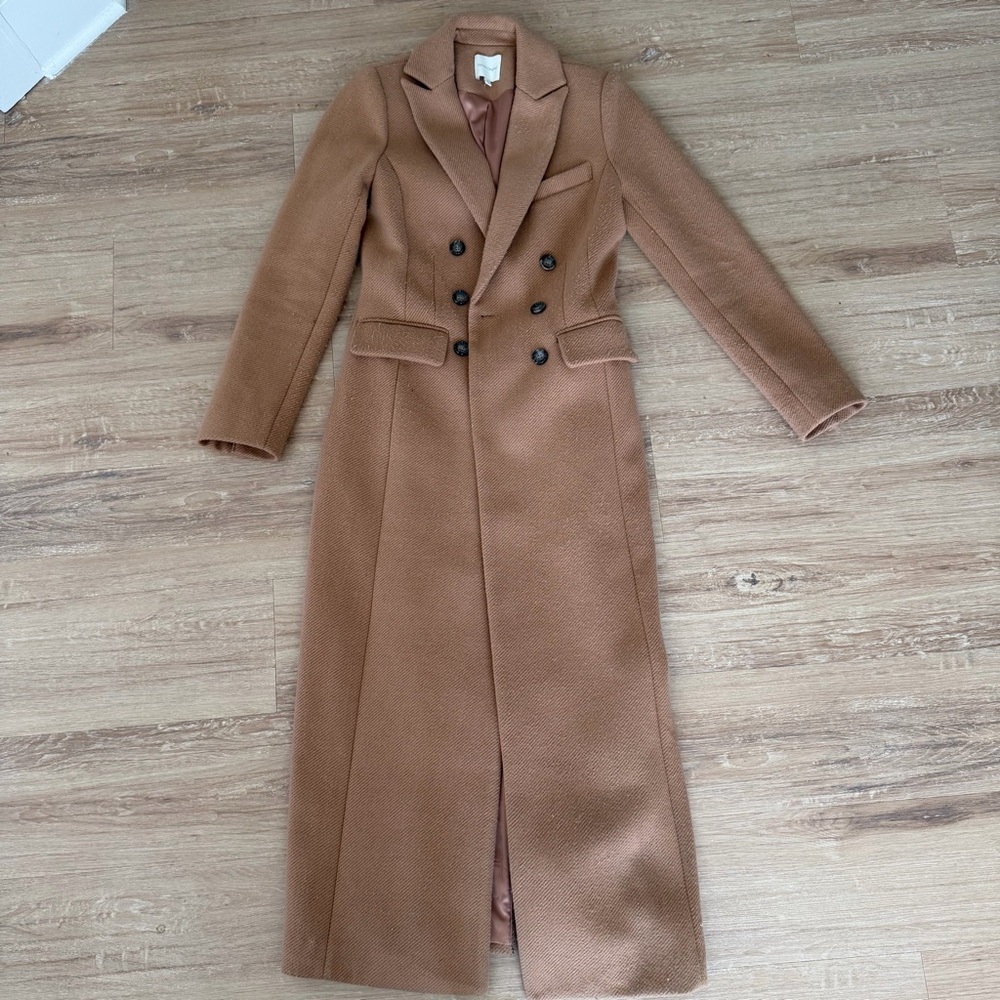 Favorite Daughter Camel/Taupe Wool Coat with Blush Lining